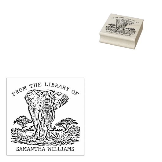 Personalisiertes Elephant-Buchzeichen Gummistempel (Stempel)