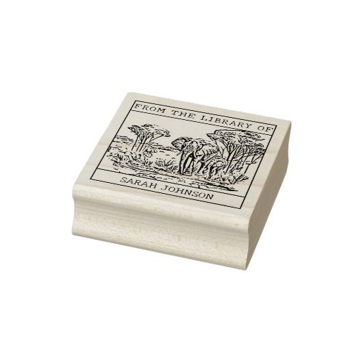 Personalisiertes Elephant-Buchzeichen Gummistempel (Stempel)
