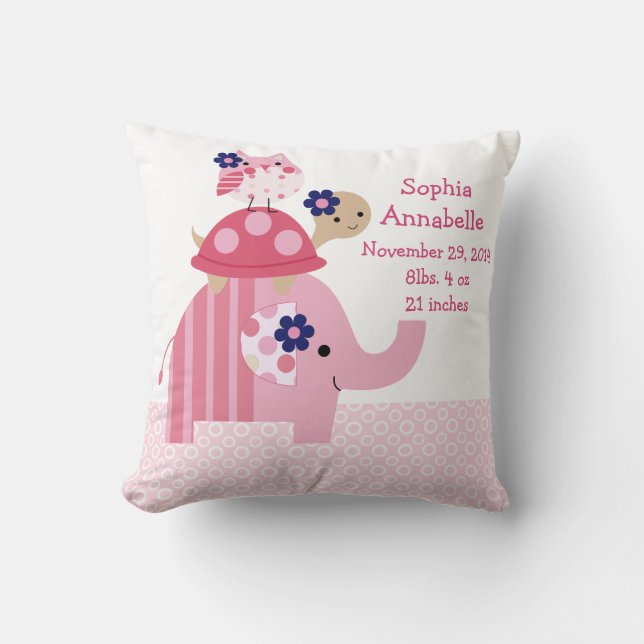 Personalisiertes "Ellie Elephant/Turtle/Owl" Kisse Kissen (Vorderseite)