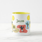 Personalisiertes Emoji mit Sun-Hut mit Cacti Tasse (Zentrum)