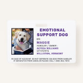 Personalisiertes Emotionale Unterstützung Dog Foto Ausweis (Vorderseite)