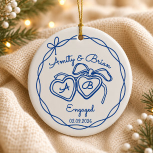 Personalisiertes Engagement Keramik-Ornament, Paar Keramik Ornament