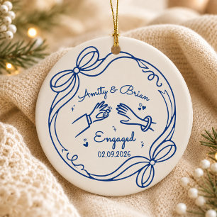 Personalisiertes Engagement Keramik-Ornament, Paar Keramik Ornament