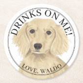 Personalisiertes Englisch Cream Dackel Hunde Hochz Runder Pappuntersetzer (Vorderseite)