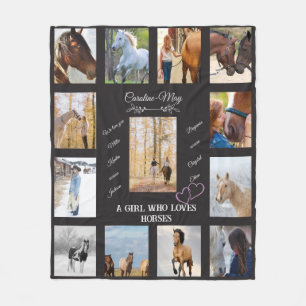 Personalisiertes Equine Girl Foto Textpferd Lover Fleecedecke