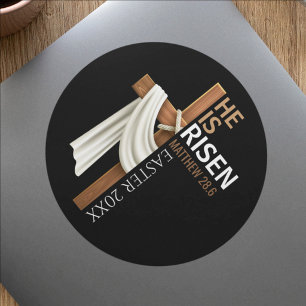 Personalisiertes Er ist auferstanden Ostern Kreuz Runder Aufkleber