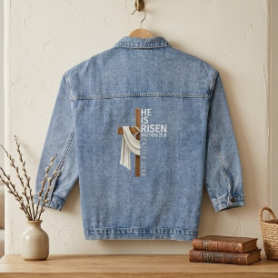 Personalisiertes Er ist auferstanden Vintage-Oster Jeansjacke