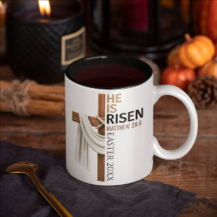 Personalisiertes Er ist auferstanden Vintage-Oster Zweifarbige Tasse