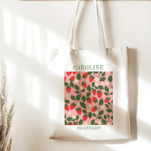 Personalisiertes Erdbeer-Brautjungfer-Geschenk Vin Tragetasche
