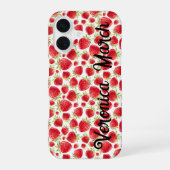 Personalisiertes Erdbeeren Fun iPhone 16 Glossy Ge iPhone 16 Hülle (Rückseite)