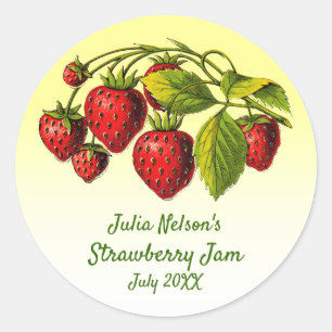 Personalisiertes Erdbeeren-Gelb-Ombre-Glas-Etikett Runder Aufkleber