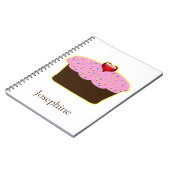 Personalisiertes Erdbeeren Herz Cupcake Themengesc Notizblock (Linke Seite)