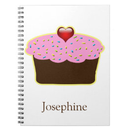 Personalisiertes Erdbeeren Herz Cupcake Themengesc Notizblock