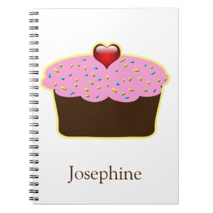 Personalisiertes Erdbeeren Herz Cupcake Themengesc Notizblock