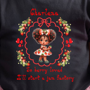 Personalisiertes Erdbeerkleid Schwarzes Baby Mädch T-shirt
