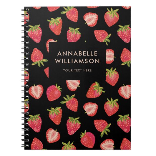 Personalisiertes Erdbeermuster Notizblock (Vorderseite)