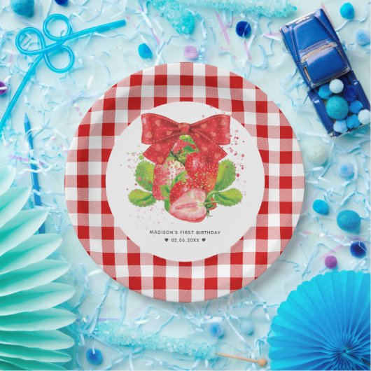 Personalisiertes Erdbeerthema Geburtstag Niedliche Pappteller (Party)
