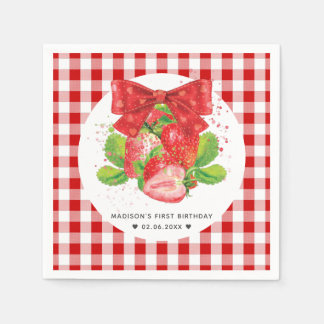Personalisiertes Erdbeerthema Geburtstag Niedliche Serviette