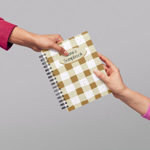 Personalisiertes erdiges Karo-Schrappbuch braun Notizblock