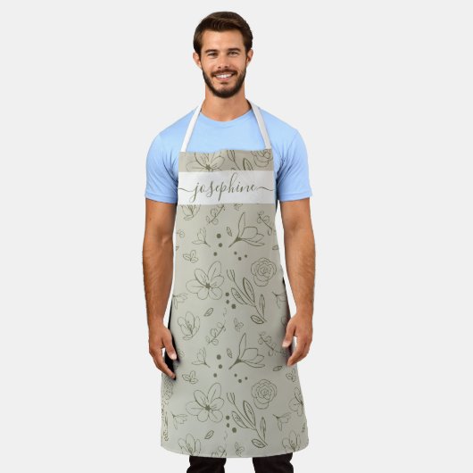 Personalisiertes Erdtonblumenmuster Schürze (Getragen)