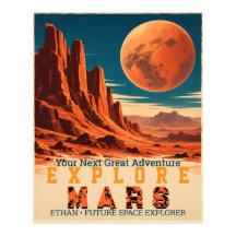Personalisiertes Erkunde den Mars Vintage Retro We
