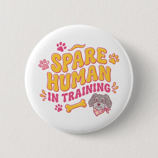 Personalisiertes Ersatzmenschen-Hund mit Namen Button (Vorderseite)