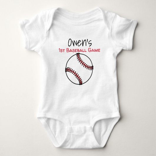 personalisiertes erstes Baseballspiel Baby Strampler (Vorderseite)