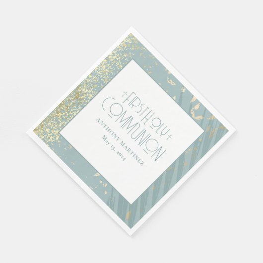 Personalisiertes erstes Blaues Goldkreuz Serviette (Ecke)