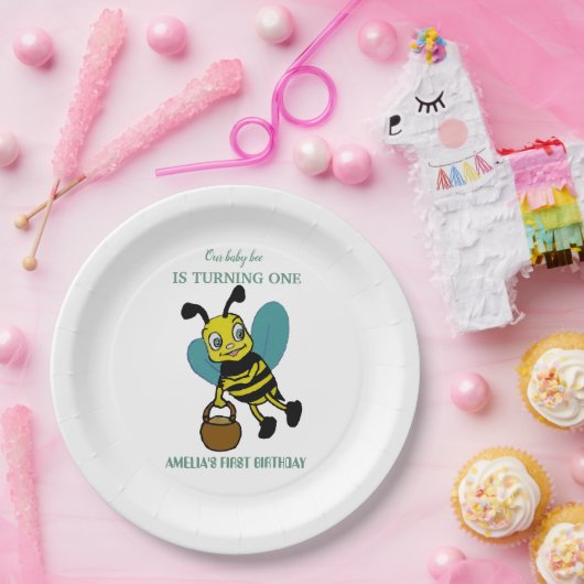 Personalisiertes erstes Geburtsjahr 1. Geburtstag Pappteller (Party)