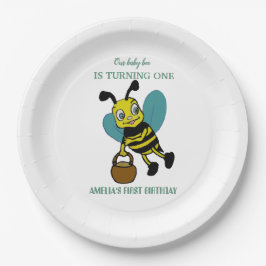 Personalisiertes erstes Geburtsjahr 1. Geburtstag  Pappteller