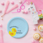 Personalisiertes erstes Geburtstag wenig gelbes Pappteller (Party)