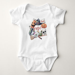 Personalisiertes erstes GeburtstagsHalloween  Karo Baby Strampler