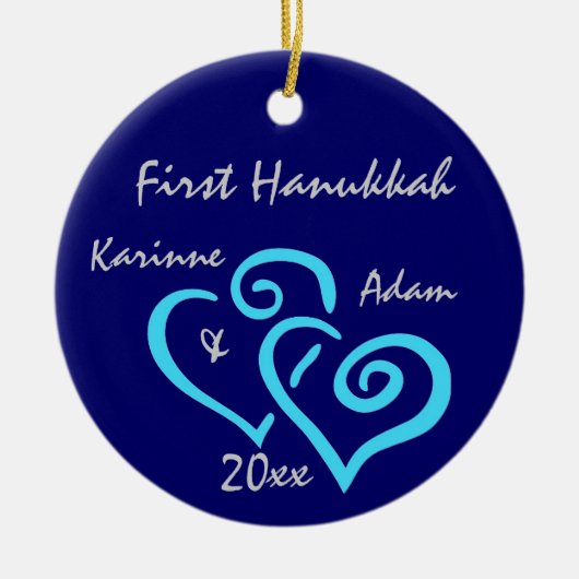 Personalisiertes erstes Hanukkah-Ornament Keramik Ornament (Vorne)