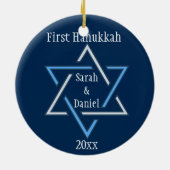 Personalisiertes erstes Hanukkah-Ornament Keramik Ornament (Hinten)