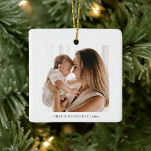 Personalisiertes erstes Muttertags-Mama-Baby-Foto Keramikornament
