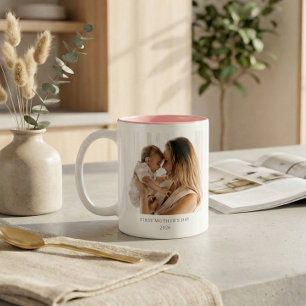 Personalisiertes erstes Muttertags-Mama-Baby-Foto Zweifarbige Tasse