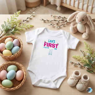 Personalisiertes erstes Ostern 2026 Süßer Hasenpop Baby Strampler