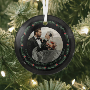 Personalisiertes erstes Verheiratetes Foto Ornament Aus Glas