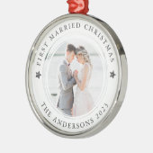 Personalisiertes erstes Verheiratetes Foto Ornament Aus Metall (Links)