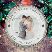 Personalisiertes erstes Verheiratetes Foto Ornament Aus Metall
