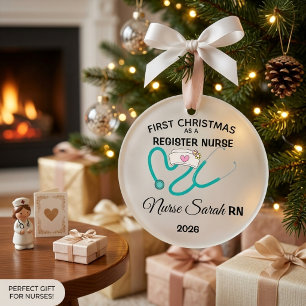 Personalisiertes erstes Weihnachten als examiniert Ornament