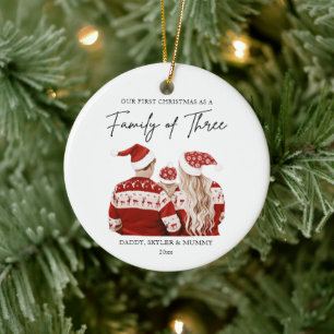 Personalisiertes erstes Weihnachten als Familie zu Keramik Ornament