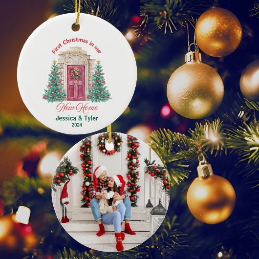 Personalisiertes erstes Weihnachten auf der neuen Keramik Ornament
