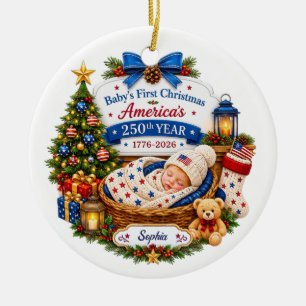 Personalisiertes erstes Weihnachten des Babys Amer Keramik Ornament