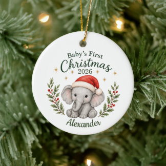 Personalisiertes erstes Weihnachten des Babys "Ele Keramik Ornament