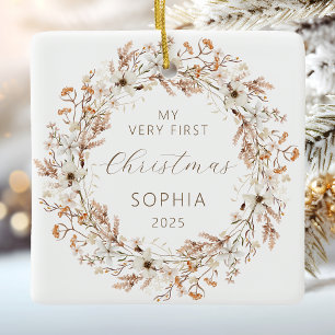 Personalisiertes erstes Weihnachten des Babys mit Keramikornament