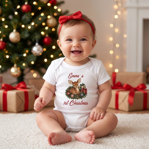 Personalisiertes erstes Weihnachten des Babys Reh Baby Strampler