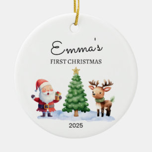 Personalisiertes erstes Weihnachten des Babys, Wei Keramik Ornament