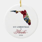 Personalisiertes erstes Weihnachten in Florida Sta Keramik Ornament (Hinten)