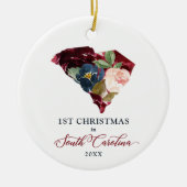 Personalisiertes erstes Weihnachten in South Carol Keramik Ornament (Vorne)